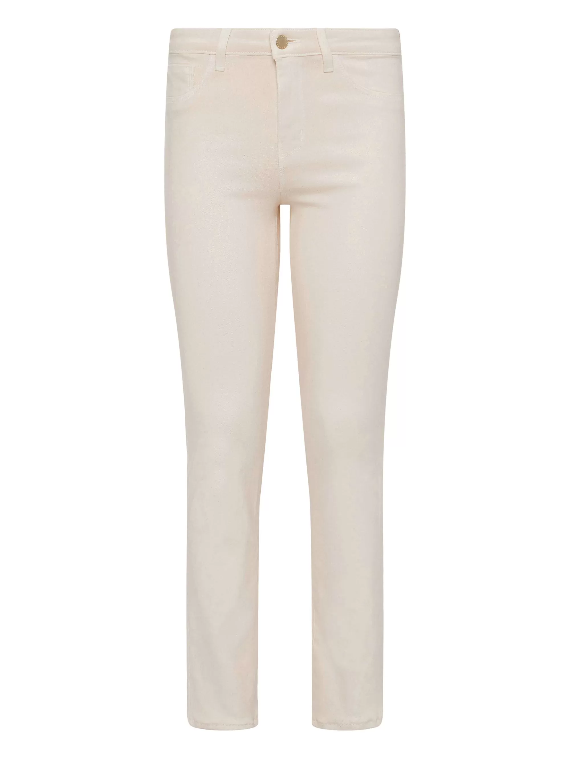 L'AGENCE Ginny Gecoate Jeans Met Rechte Pijpen En Rits Aan De Achterkant Franse Vanille Gecoat Cheap